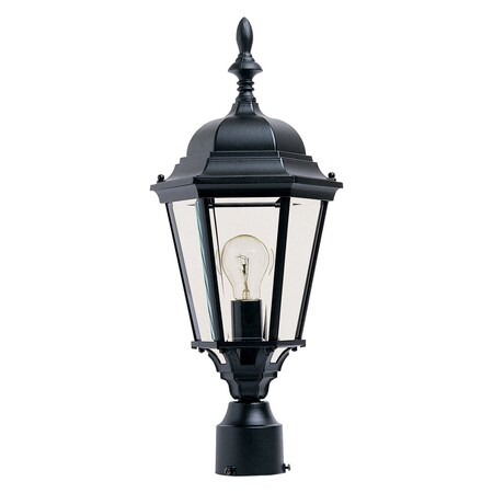 Maxim One Light Black Clear Glass Post Light 1005BK